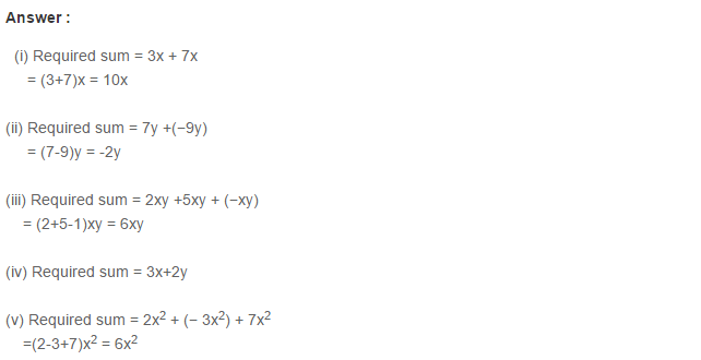 Algebraic Expressions RS Aggarwal Class 6 Maths Solutions Exercise 8C 1.1