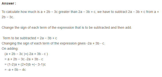 Algebraic Expressions RS Aggarwal Class 6 Maths Solutions Exercise 8C 12.1