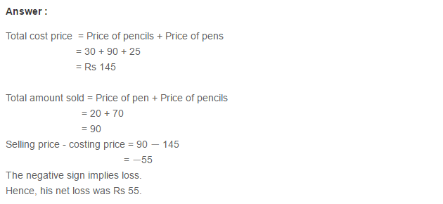 Integers RS Aggarwal Class 6 Maths Solutions Exercise 4B 11.1