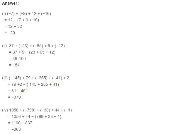 Integers RS Aggarwal Class 6 Maths Solutions Exercise 4B 9.1