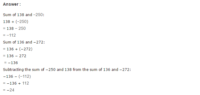 Integers RS Aggarwal Class 6 Maths Solutions Exercise 4C 3.1