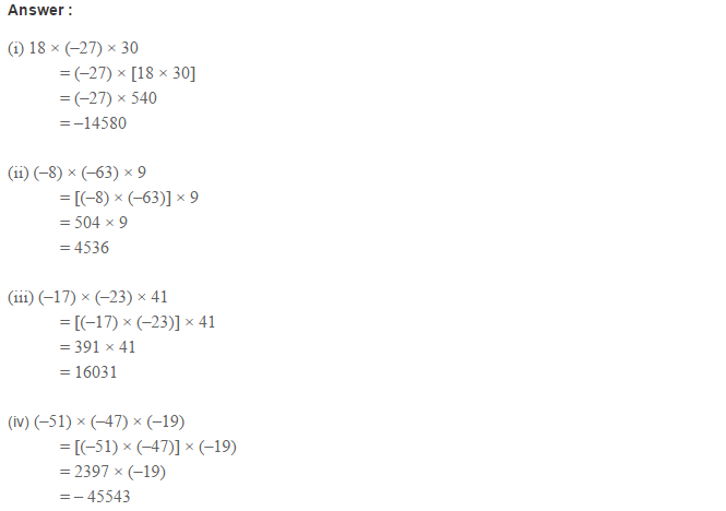 Integers RS Aggarwal Class 6 Maths Solutions Exercise 4D 3.1