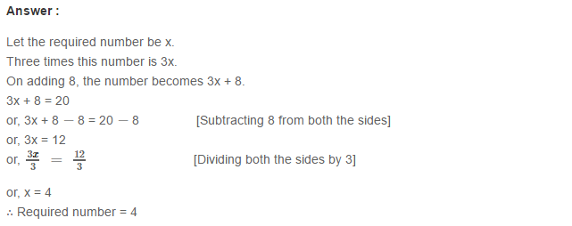 Linear Equation In One Variable RS Aggarwal Class 6 Maths Solutions CCE Test Paper 4.1