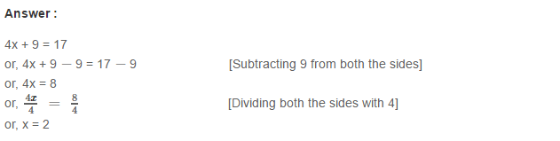 Linear Equation In One Variable RS Aggarwal Class 6 Maths Solutions CCE Test Paper 6.1