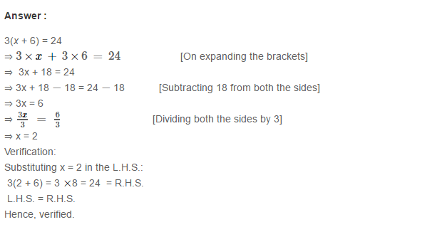 Linear Equation In One Variable RS Aggarwal Class 6 Maths Solutions Ex 9B 11.1