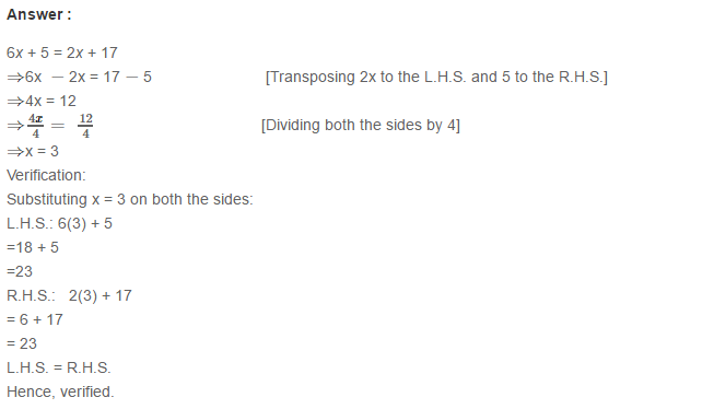 Linear Equation In One Variable RS Aggarwal Class 6 Maths Solutions Ex 9B 12.1