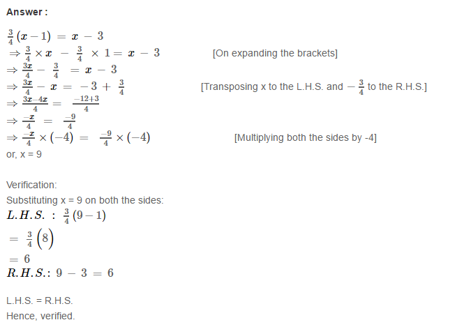 Linear Equation In One Variable RS Aggarwal Class 6 Maths Solutions Ex 9B 26.1