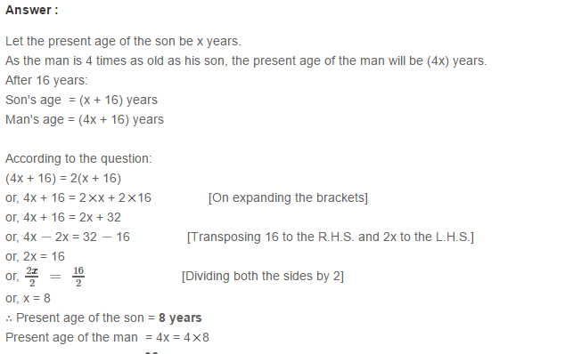 Linear Equation In One Variable RS Aggarwal Class 6 Maths Solutions Ex 9C 1.20