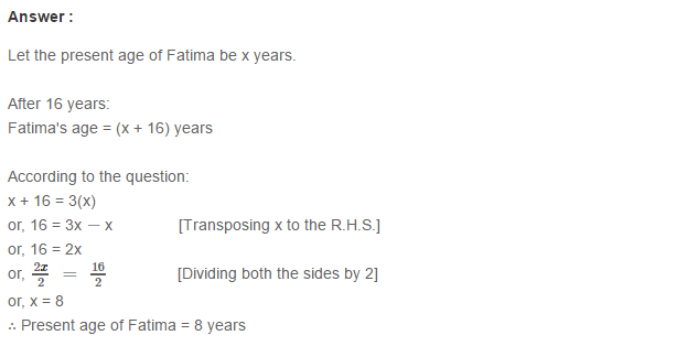 Linear Equation In One Variable RS Aggarwal Class 6 Maths Solutions Ex 9C 1.22