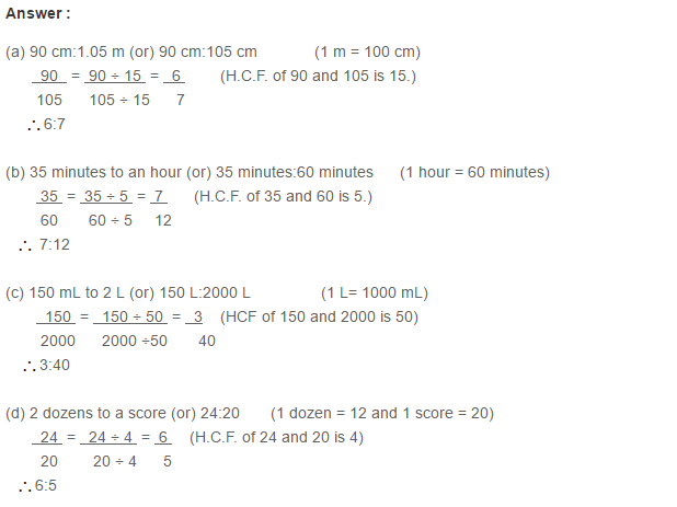 Ratio Proportion and Unitary Method RS Aggarwal Class 6 Maths Solutions CCE Test Paper 1.1