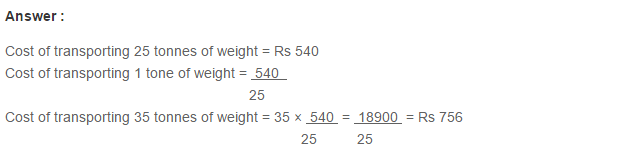 Ratio Proportion and Unitary Method RS Aggarwal Class 6 Maths Solutions Ex 10C 7.1